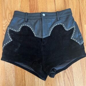 Understated Leather Black Studded Shorts Sz Small great for New Years